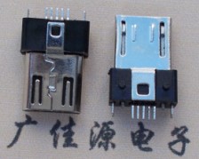 Micro USB公頭|帶地線膠芯厚度3.0|卡勾彈片針SMT|帶2個(gè)黑色定位柱0.8