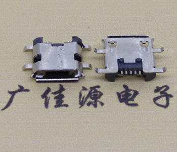 反貼板Micro USB B型口5P尾插,四腳反插帶兩定位柱