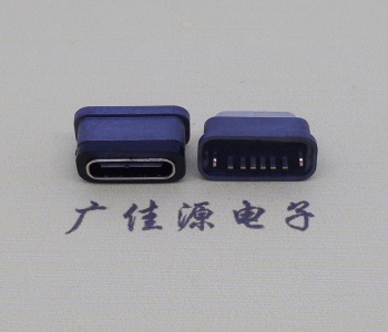 防水立插板type-c6p母座H=6.6充電專用usb連接器