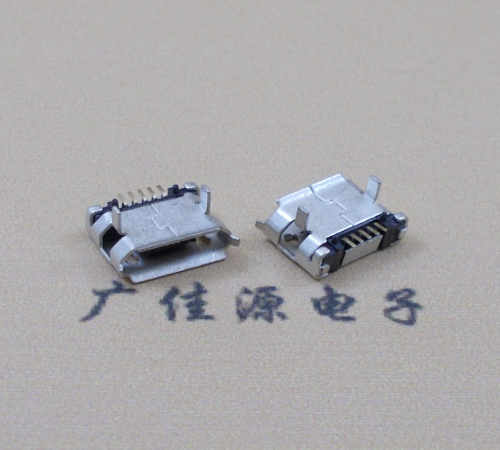 Micro USB插座|5P插板有卷邊|帶定位距離4.0|針貼片鍍鎳